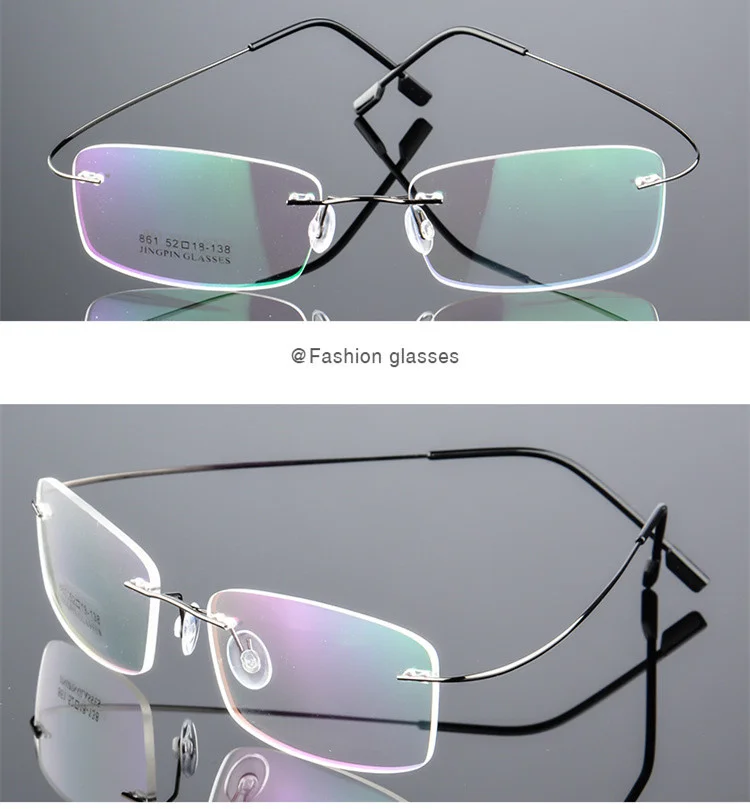 Flexible Memory Alloy Rimless Glasses Eyeglass Frames Women Men Spectacles