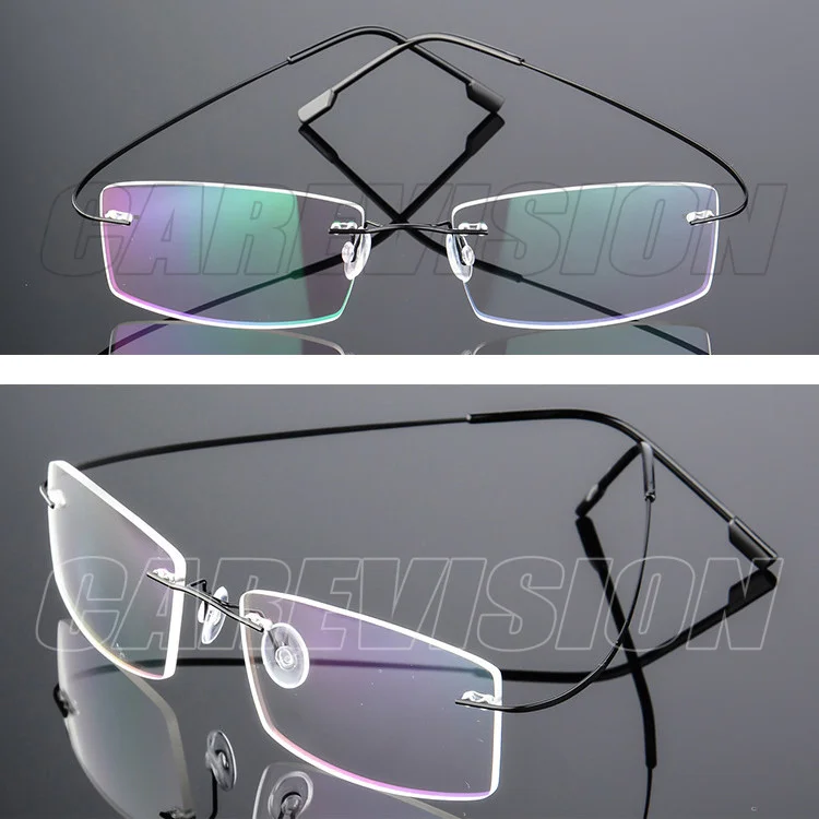 Flexible Memory Titanium-Alloy Unisex Rimless Eyeglasses Frames Optical Frame 2